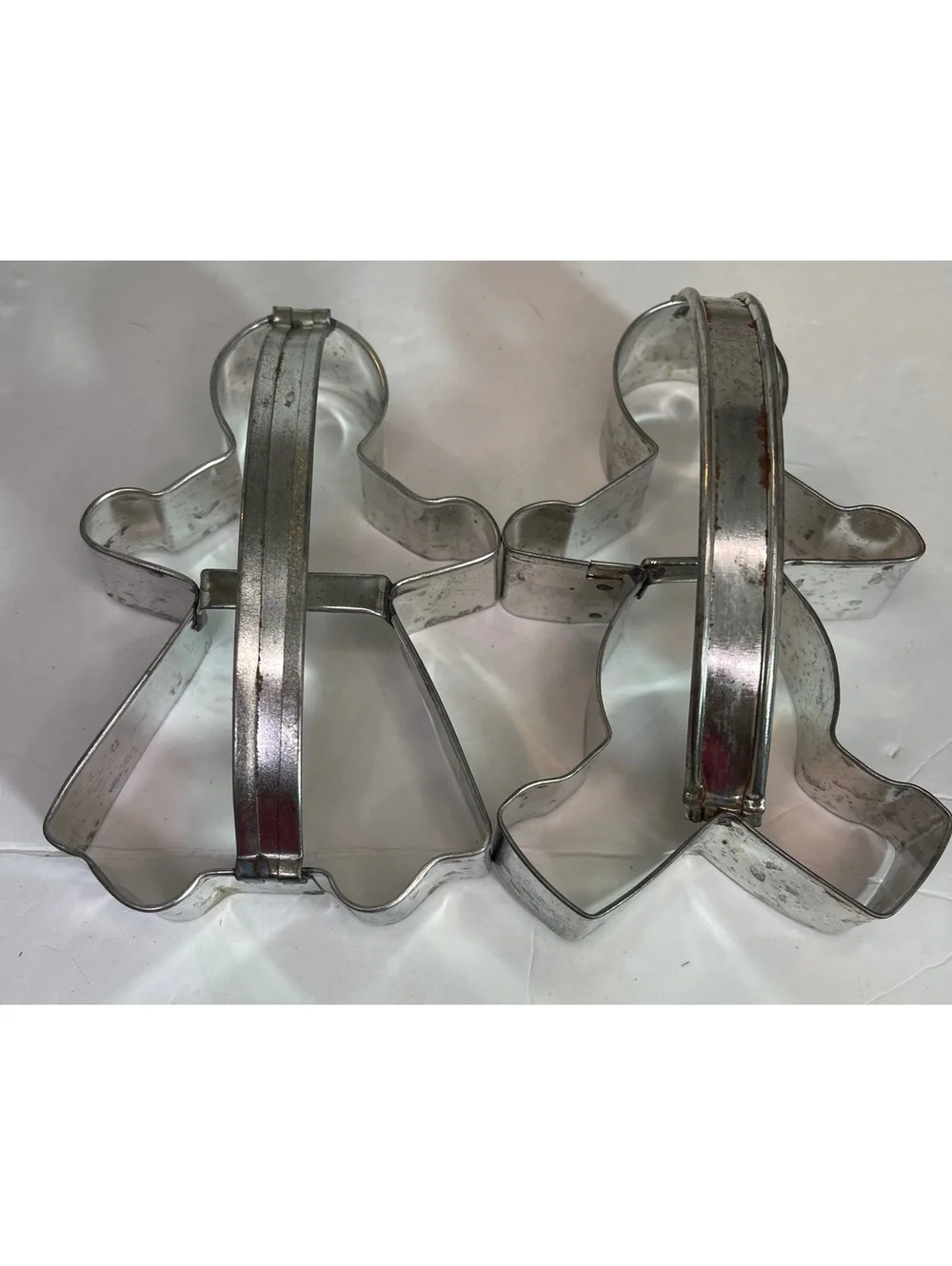 Vintage Metal Gingerbread Boy & Girl Cookie Cutters with Handles - Pair